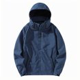 thumbnail image 1 of Wyobmus Plus Size Windbreaker Jackets for Men Solid Color Waterproof Drawstring Pockets Detachable Hooded Outdoor Jacket Coat Dark Blue, 1 of 7