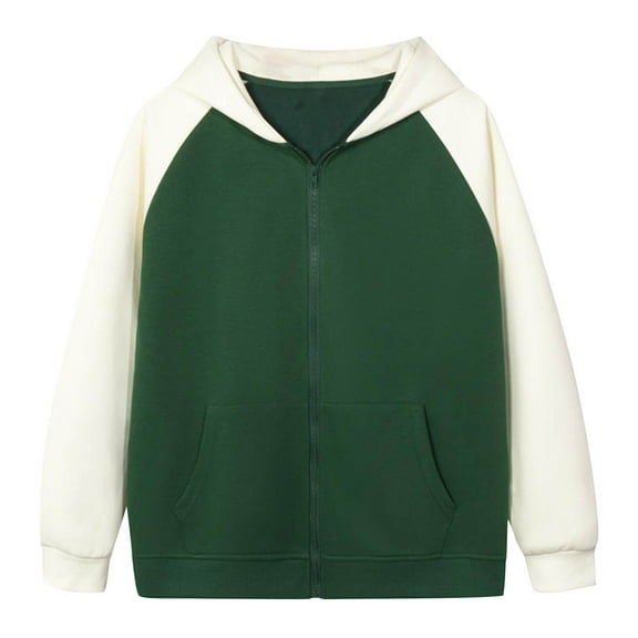 Wyobmus Pullover Hoodie for Men Blend Fleece Raglan Long Sleeve Sweatshirt Color Blocked Pullover Sweaters with Pockets Green