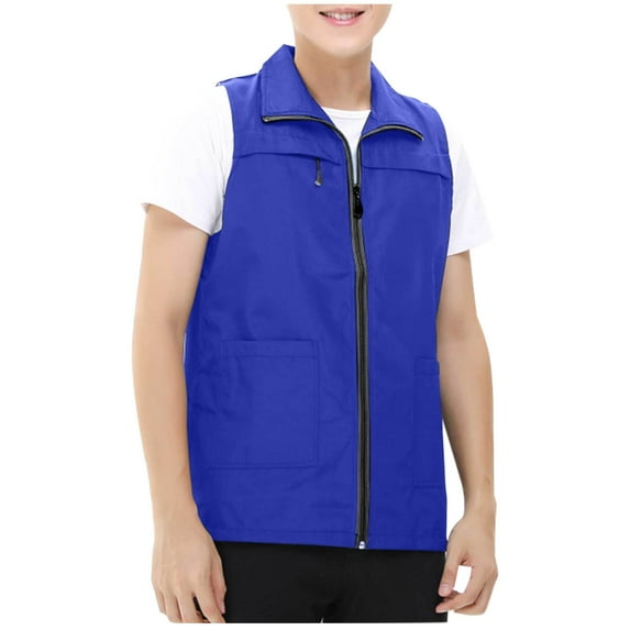 Wyobmus Reflective Lightweight Zip-Up Vest High Visibility Safety Vest Sleeveless Jacket Outdoor Cycling Hiking Fishing Clothes S-3X Blue