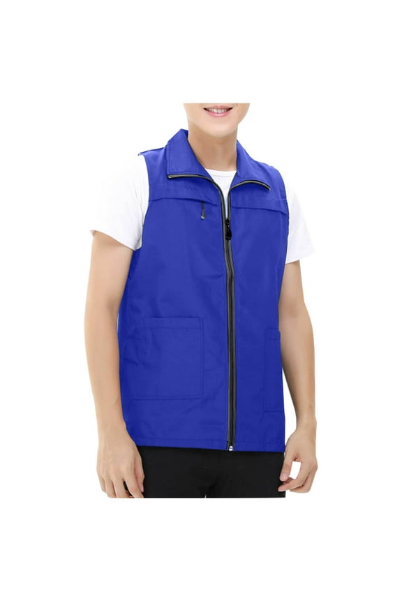 Reflective Lightweight Zip-Up Vest High Visibility Safety Vest Sleeveless Jacket Outdoor Cycling Hiking Fishing Clothes S-3X Blue