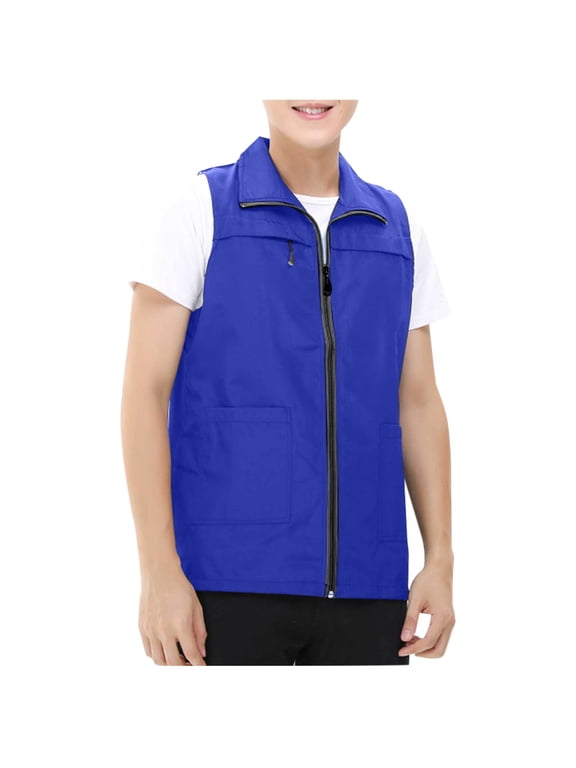 Reflective Lightweight Zip-Up Vest High Visibility Safety Vest Sleeveless Jacket Outdoor Cycling Hiking Fishing Clothes S-3X Blue