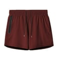 thumbnail image 1 of Wyobmus Running Shorts for Men Gym Fitness Workout Shorts Quick Dry Elastic Waist Solid Sweat Shorts With Zipper Pocket Burgundy, 1 of 1