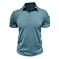 thumbnail image 1 of Wyobmus Shirts for Men Stretch Quick Dry Turndown Collar Moisture Wicking Short Sleeve Tee Shirts with Pocket Sky Blue, 1 of 1