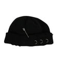 thumbnail image 1 of Wyobmus Short Fisherman Beanie for Men Women Rolled Cuff Beanie Skull Caps Wool Knit Winter Ski Hat With Pin And O Rings Black*, 1 of 2