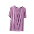 thumbnail image 1 of Wyobmus Sleep Shirts For Women Short Sleeve Sleeve Shirt Modal Round Neck Solid Color Pajamas Top Purple, 1 of 7