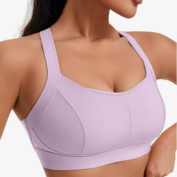 Wyobmus Sports Bras for Women Criss Cross Back Medium-High Support Bras Wireless Push Up Running Sports Yoga Crop Tops Purple