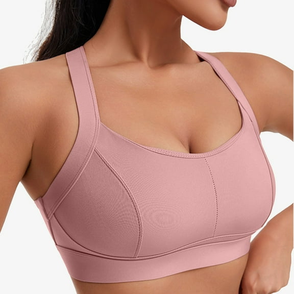 Wyobmus Sports Bras for Women Criss Cross Back Medium-High Support Bras Wireless Push Up Running Sports Yoga Crop Tops Red