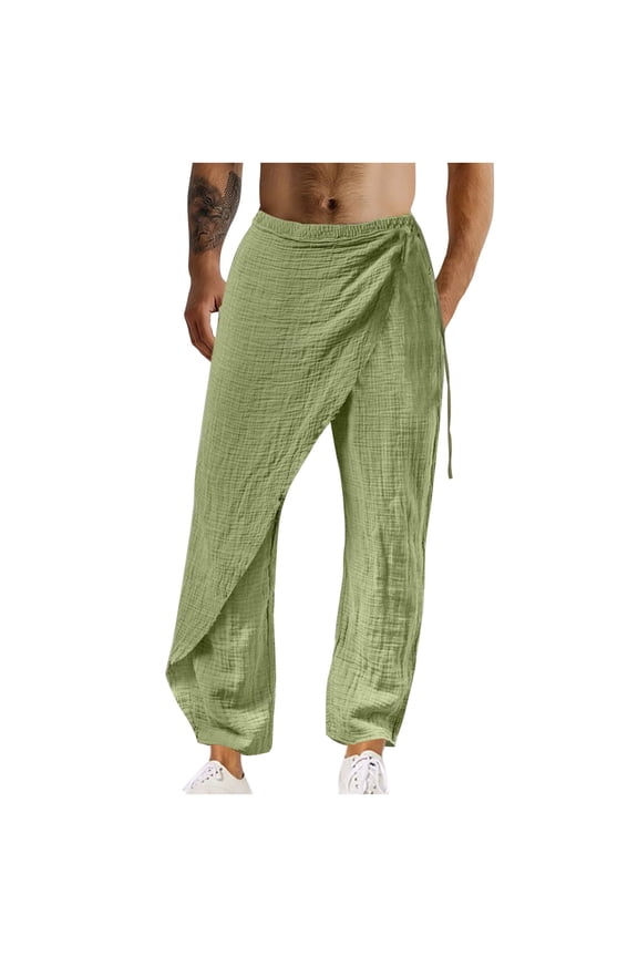 Straight Leg Pants for Men Loose Fit Lounge Pants Hippie Yoga Pants Elastic Waist Pants Lightweight Yellow