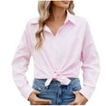 thumbnail image 1 of Wyobmus Striped Button Down Shirts for Women Dress Shirts Long Sleeve Casual Collared Office Work Shirt With Pocket Pink, 1 of 7