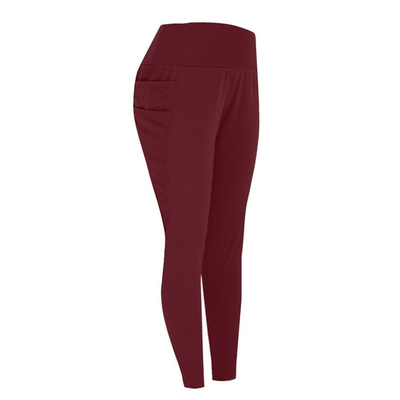 Wyobmus Summer Lightweight Leggings for Women Elastic Waist Tummy Control Workout Phone Pockets Curvy Yoga Pants for Fitness Sports Running Burgundy