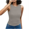thumbnail image 1 of Wyobmus Summer Tank Tops for Women 2025 Ribbed Knit Sleeveless Tanks Slim Fit Round Neck Shirts Casual Basic Tops Gray, 1 of 7