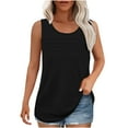 thumbnail image 1 of Wyobmus Summer Tank Tops for Women Loose Fit Pleated Crewneck T-Shirts Trendy Sleeveless Ribbed Tunic Blouses Casual Long Shirt A-Black, 1 of 5