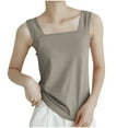 thumbnail image 1 of Wyobmus Summer Women Tank Tops Casual Sleeveless Camisole Shirt Loose Fit Square Neck Basic Shirt Solid Color Tops Coffee, 1 of 3
