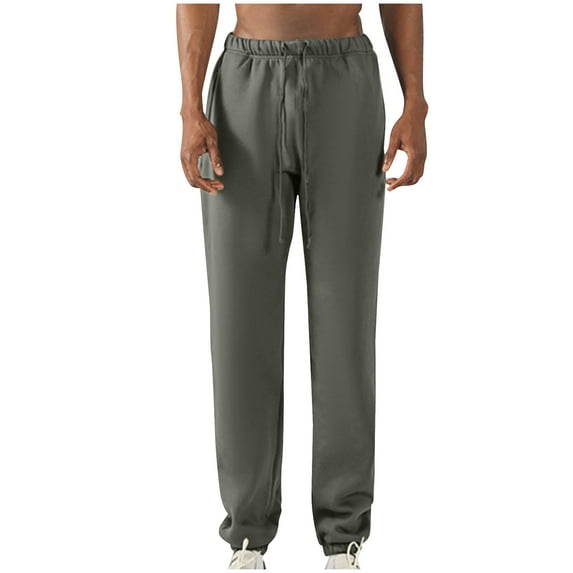 Wyobmus Sweatpants for Men Causal Bottom Banded Joggers for Men With Pockets Loose Fit Elastic Waist Drawstring Pants Steel Gray