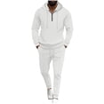 thumbnail image 1 of Wyobmus Sweatsuits for Men 2 Pieces Waffle Hoodies Tracksuit Jogging Suits Casual Solid Long Sleeve Hoodies With Weatpant White, 1 of 5