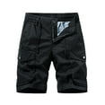 thumbnail image 1 of Wyobmus Tactical Work Shorts for Men Casual Drawstring Elastic Waist Hiking Cargo Shorts Lightweight Ripstop Quick Dry Fishing Shorts With Multi-Pocket E-Black, 1 of 4