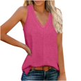 thumbnail image 1 of Wyobmus Tank Tops for Women 2025 Sleeveless V Neck Side Slit Summer Causal Tops Loose Fit Basic Flowy Cute Long Shirts S-2X Hot Pink, 1 of 4
