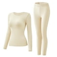 thumbnail image 1 of Wyobmus Thermal Underwear for Women Ultra-Soft Long Johns Set Long Sleeve Base Layer Top & Bottom Winter Warm Underwear B-Beige*, 1 of 3