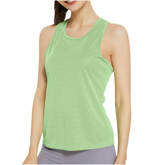 Wyobmus Tie Back Workout Tops for Women Lightweight Sleeveless Racerback Tanks Loose Fit Breathable Gym Shirts S-Xl Green