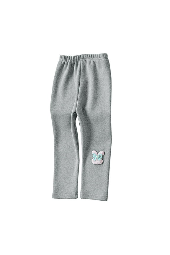 Toddler Baby Girls Leggings Fall Winter Thick Fleece Stretch Warm Pants Girls' Printing Long Pants for Outerwear C-Gray