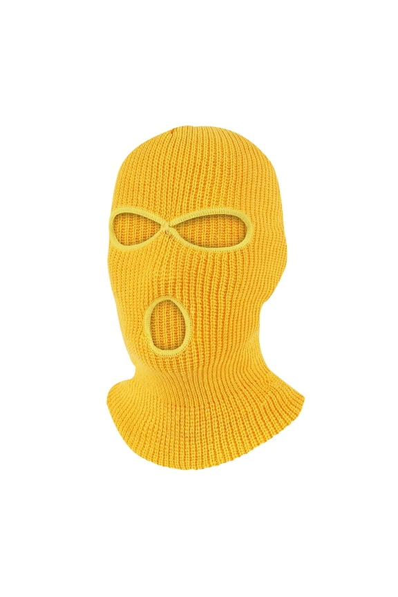 Unisex 3 Holes Ski Mask Helmet Liner One-Piece Mask Full Face Cover Outdoor Balaclava Winter Knitted Neck Gaiter for Sports Cycling Yellow