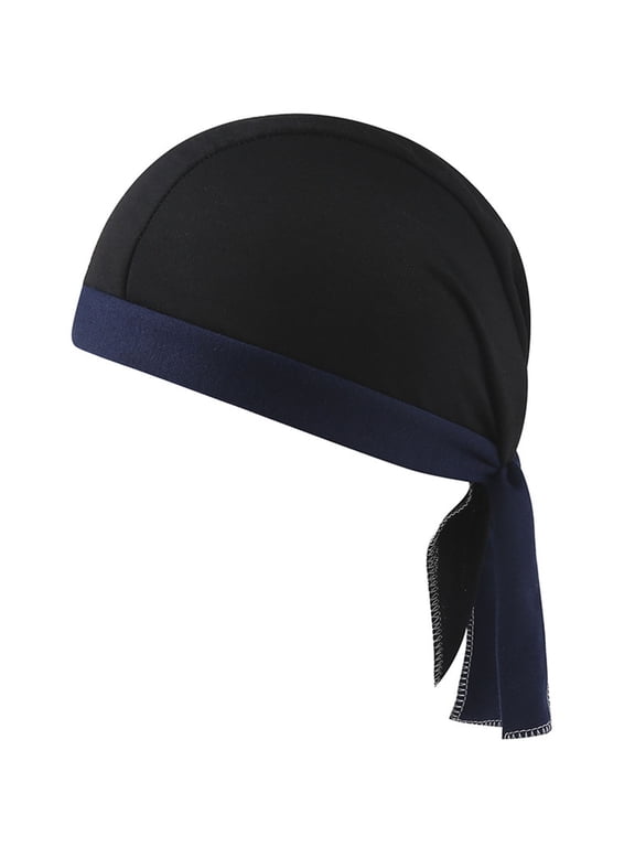 Unisex Do Rag Cycling Motorcycle Hat Quickly Dry Sports Headband Pirate Cap Dew Rag Head Wrap Bandana Hats Liners for Men and Women A-Black