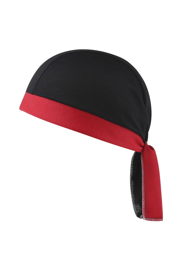 Unisex Do Rag Cycling Motorcycle Hat Quickly Dry Sports Headband Pirate Cap Dew Rag Head Wrap Bandana Hats Liners for Men and Women A-Red