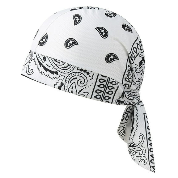 Wyobmus Unisex Do Rag Cycling Motorcycle Hat Quickly Dry Sports Headband Pirate Cap Dew Rag Head Wrap Bandana Hats Liners for Men and Women C-White