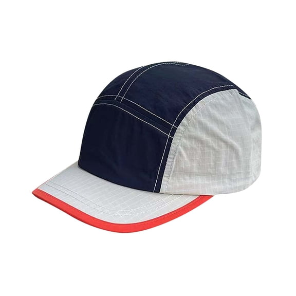 Wyobmus Unisex Short Brim Baseball Cap Flat Brim Color Blocked Baseball Hat Quick Dry Adjustable Size Sun Hat for Fishing Hiking Camping B-Navy