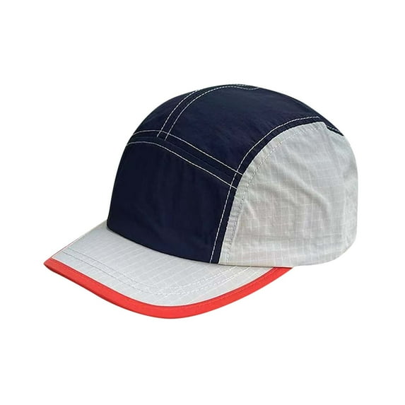 Wyobmus Unisex Short Brim Baseball Cap Flat Brim Color Blocked Baseball Hat Quick Dry Adjustable Size Sun Hat for Fishing Hiking Camping B-Navy
