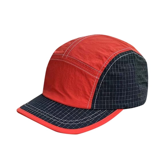 Wyobmus Unisex Short Brim Baseball Cap Flat Brim Color Blocked Baseball Hat Quick Dry Adjustable Size Sun Hat for Fishing Hiking Camping B-Orange