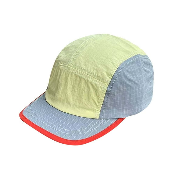 Wyobmus Unisex Short Brim Baseball Cap Flat Brim Color Blocked Baseball Hat Quick Dry Adjustable Size Sun Hat for Fishing Hiking Camping B-Yellow