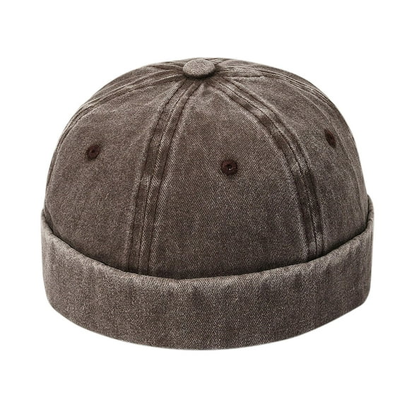Wyobmus Unisex Short Fisherman Beanie Hat for Men Women Wool Knit Cuff Brimless Hip-Hop Skull Cap Winter Versatile Baseball Sailor Roll-Up Edge Hat Coffee*