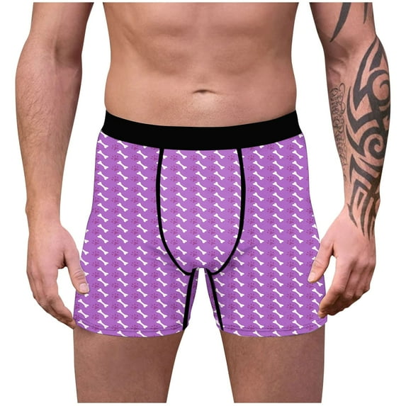 Wyobmus Valentine'S Day Boxer Undershorts for Men Cozy Stretch Boxer Briefs Lightweight Thin Breathable Paw Printed Underpants A-Hot Pink