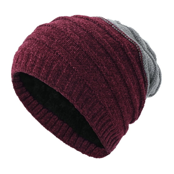 Wyobmus Winter Beanie Hat for Men Women Fleece Lined Beanies Soft Warm Knit Hat Ski Stocking Cuffed Cap Burgundy*