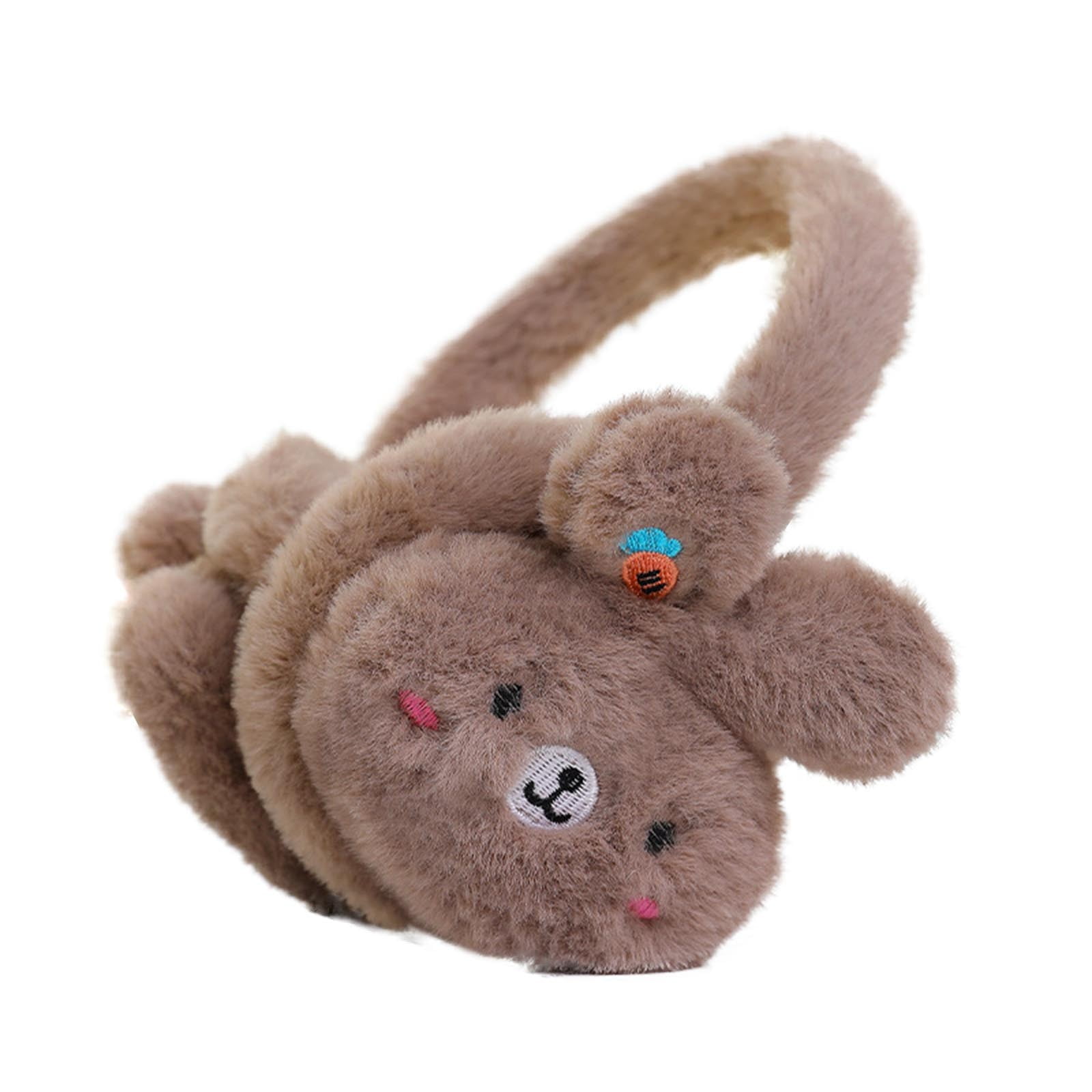 Kids Winter Plush Earmuffs Cartoon Rainbow Ear Warmers Fluffy Cute Cat