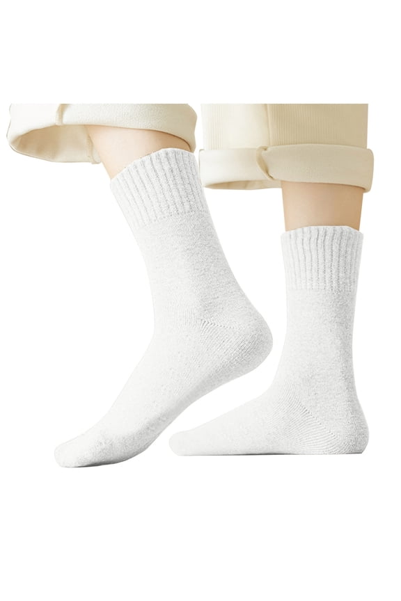 Winter Thermal Socks for Women Thick Warm Insulated Crew Boot Socks Lightweight Soft Sleep Calf Socks B-White*