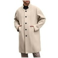 thumbnail image 1 of Wyobmus Winter Trench Coat for Men Long Sleeve Below Knee Length Single-Breasted Trench Coat Mock Neck Button Down Overcoat Fall Fashion Outfits B-Khaki, 1 of 9