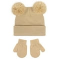 thumbnail image 1 of Wyobmus Winter Warm Hat Gloves Set for Kids Solid Color Wool Knitted Beanie Hat And Insulated Gloves B-Khaki*, 1 of 2