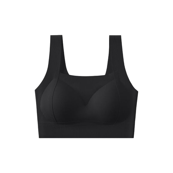 Wyobmus Wireless Bras for Women No Underwire Plus Size Smooth Bralette Full Coverage Comfy Everyday Bras with Support and Natural Lift C-Black*