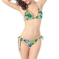 thumbnail image 1 of Wyobmus Women 2 Piece String Bikini Set Floral Print Halter Side Tie Triangle Thong Swimsuits Bathing Suit D-Green, 1 of 4