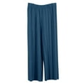 thumbnail image 1 of Wyobmus Women Chiffon Flowy Wide Leg Pants Lightweight Stretchy High Waisted Pleated Trousers Summer Beach Vacation Palazzo Pants Dark Blue, 1 of 6