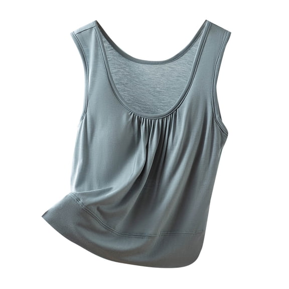 Wyobmus Women Comfy Tank Tops Loose Fit Scoop Neck Ruched Summer T Shirt Casual Sleeveless Banded Bottom Basic Tees Tops L-2X A-Light Blue