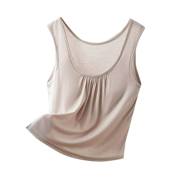 Wyobmus Women Comfy Tank Tops Loose Fit Scoop Neck Ruched Summer T Shirt Casual Sleeveless Banded Bottom Basic Tees Tops L-2X B-Beige