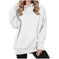 thumbnail image 1 of Wyobmus Women Crew Neck Hoodies with Thumb Hole Oversized Lightweight Casual Workout Hooded Sweatshirt Pullover Sweaters Fall Fashion Clothes White, 1 of 9
