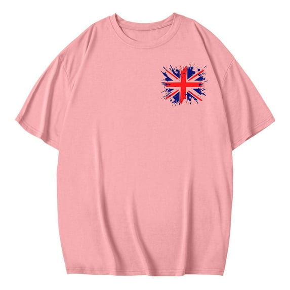 Wyobmus Women Graphic PrinT-Shirt Oversized American Flag Tee Shirt Short Sleeve Loose Fit Summer Beach Tops B-Pink