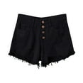 thumbnail image 1 of Wyobmus Women High Rise Ripped Jean Shorts Frayed Hem Summer Hot Jeans Stretchy Casual Denim Shorts with Pocket S-5X Black, 1 of 3