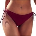 thumbnail image 1 of Wyobmus Women Low Rise Bikini Bottoms Cheeky High Leg Cut Out Bathing Suit Side Ties Slimming Swimsuit Swim Bottoms Burgundy, 1 of 9