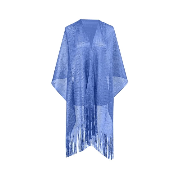 Wyobmus Women Metallic Shawl Warps Lightweight Kimono Beach Swimsuit Cover Ups Sun Protection Cardigan Summer Scarfs A-Blue
