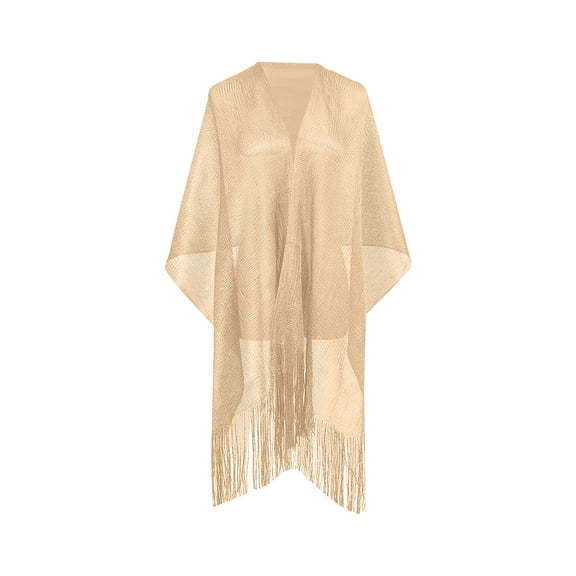 Wyobmus Women Metallic Shawl Warps Lightweight Kimono Beach Swimsuit Cover Ups Sun Protection Cardigan Summer Scarfs B-Yellow